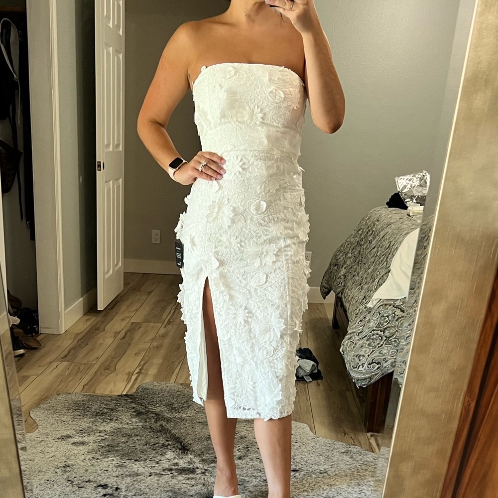 Lulus Floral lace strapless dress *Bridal*